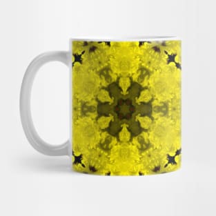 Psychedelic Kaleidoscope Flower Red and Yellow Mug